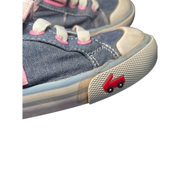 See Kai Run Girl 12.5 Kristin Chambray Denim Blue Pastel Rainbow Sneakers - Picture 8 of 12